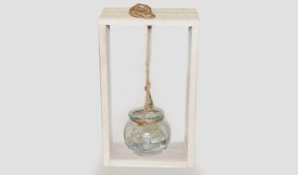ΞΥΛΙΝΗ ΒΑΣΗ ΜΕ ΓΥΑΛΙΝΟ ΡΕΣΩ ΕΚΚΡΕΜΕΣ 15x7.5x25cm 0619029