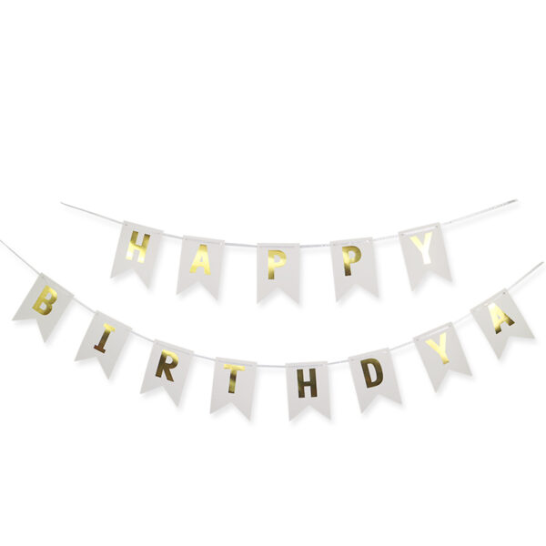 Άσπρο διακοσμητικό Μπάνερ "Happy birthday"