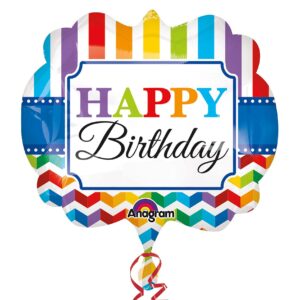 26" Μπαλόνι για γενέθλια Happy Birthday με ρίγες