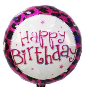18″ Μπαλόνι Happy Birthday Φούξια Animal Print