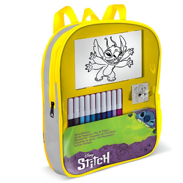 Stitch - Τσάντα νηπιαγωγείου με είδη ζωγραφικής